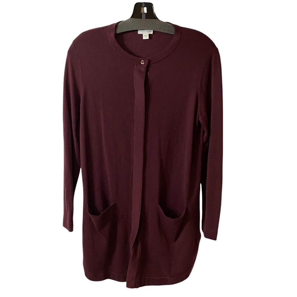 J. Jill Wool Blend Wine Long Cardigan